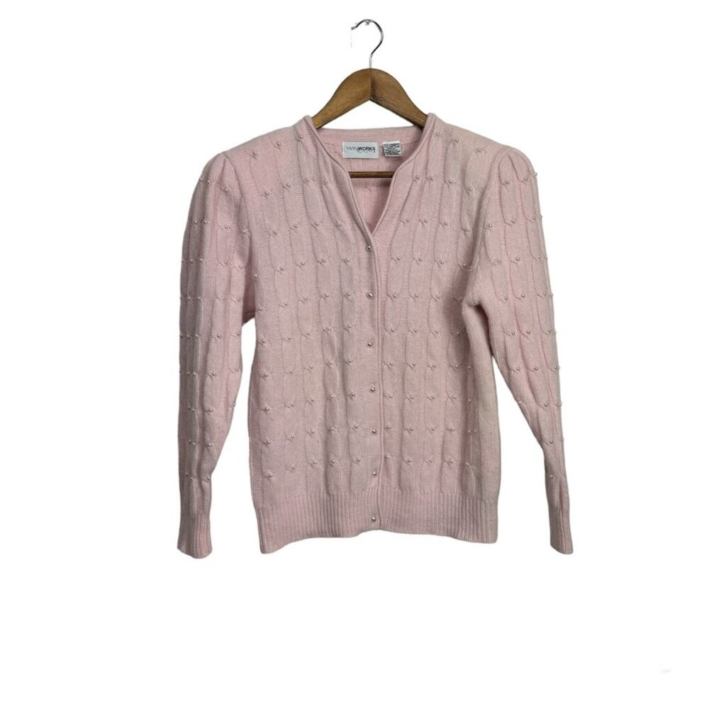Vintage Yarn Works‎ Lambswool and Angora Blend Pink Pearl Studded Sweater
